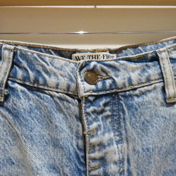 FREE PEOPLE WE THE FREE Good Luck Mid Rise Barrel Jeans Ultra Light Beam 31S - Picture 7 of 16